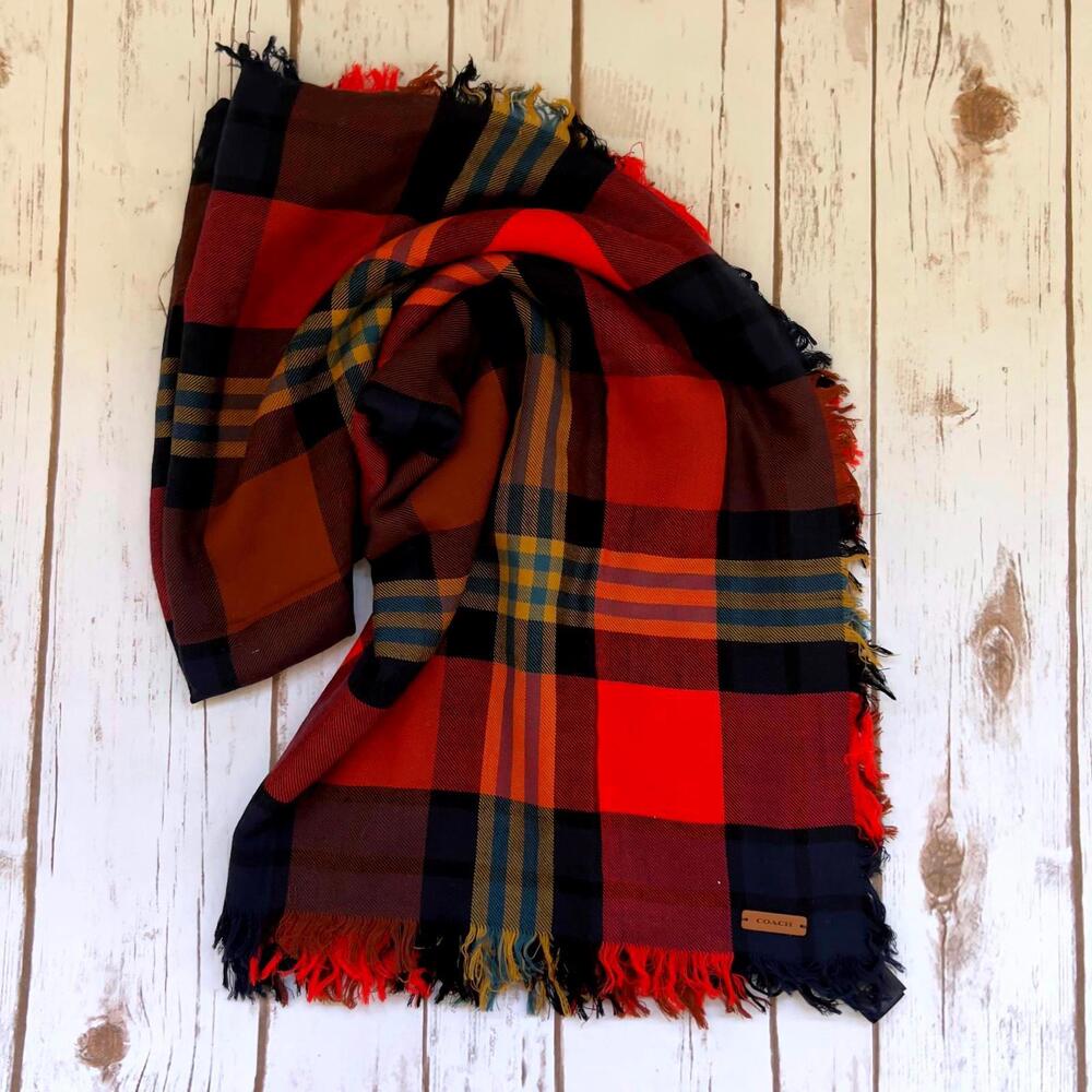 Coach‎ Wool Plaid Scarf in Excellent Condition
